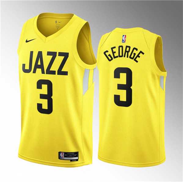Men's Utah Jazz #3 Keyonte George Yellow 2023 Draft Association Edition Stitched Basketball Jersey Dzhi